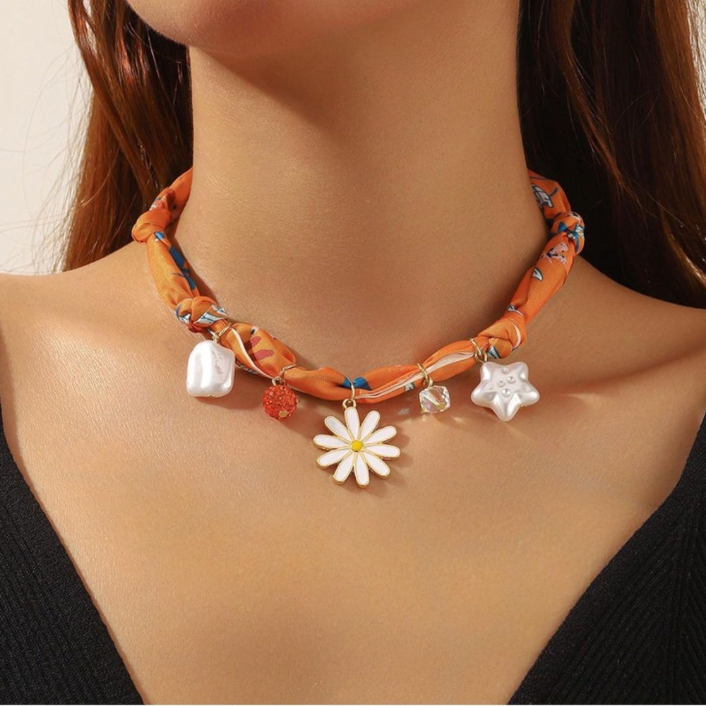 Daisy Charm Orange Necklace